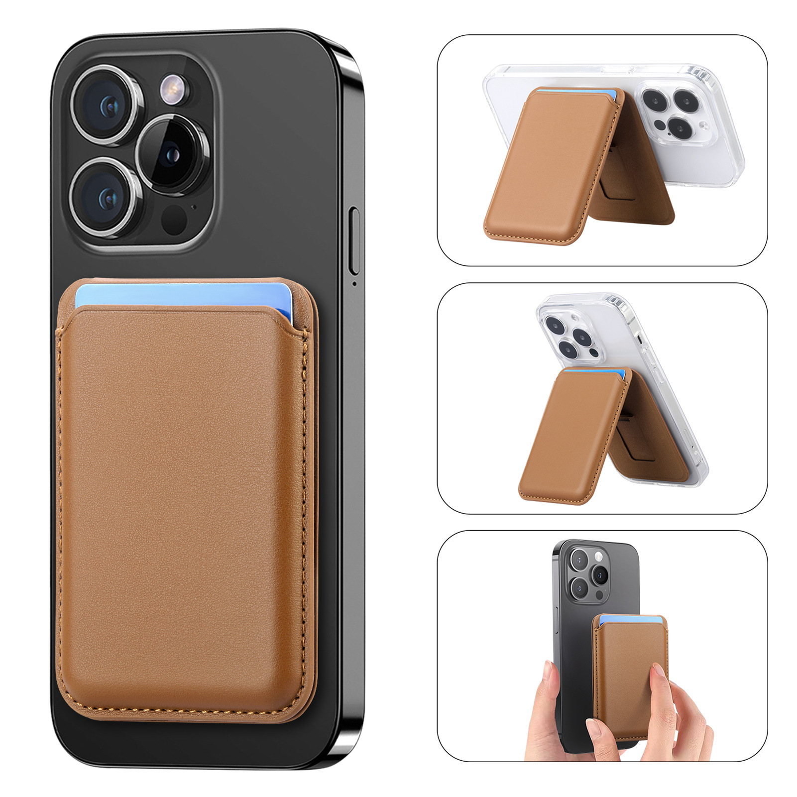 For Apple 17 leather card case Magsafe strong magnetic up-down flip stand magnetic card case exquisite packaging