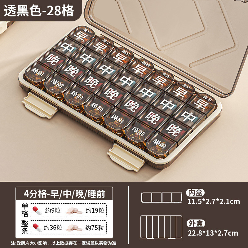 Large Print Weekly Pill Box for Elderly 7-Day Portable Pill Organizer Divided Storage Box Anti-Three-Meal Pill Dispenser