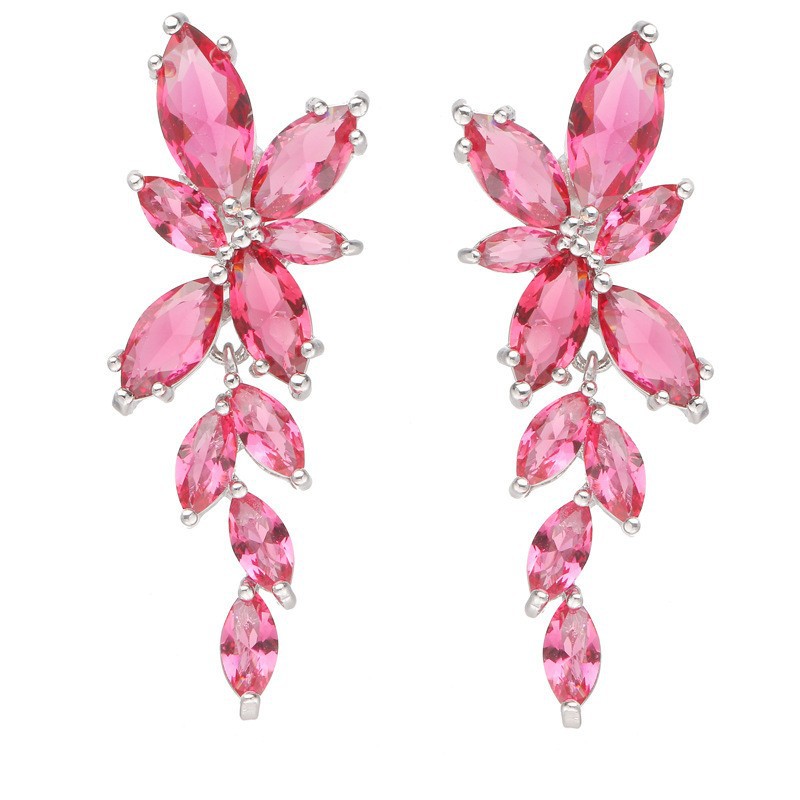Peridot women's flower zirconia earrings