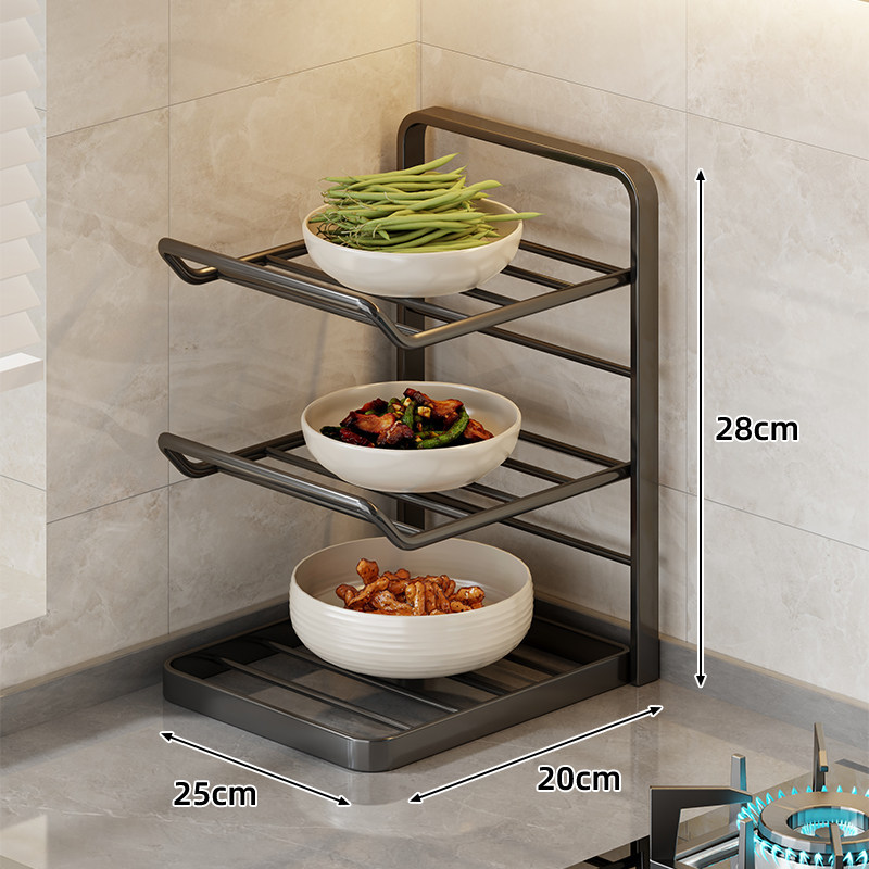 Large Capacity Multi-functional Kitchen Shelving Rack for Countertop, Bowl and Dish Storage, Wall-mounted, Microwave Cleaner