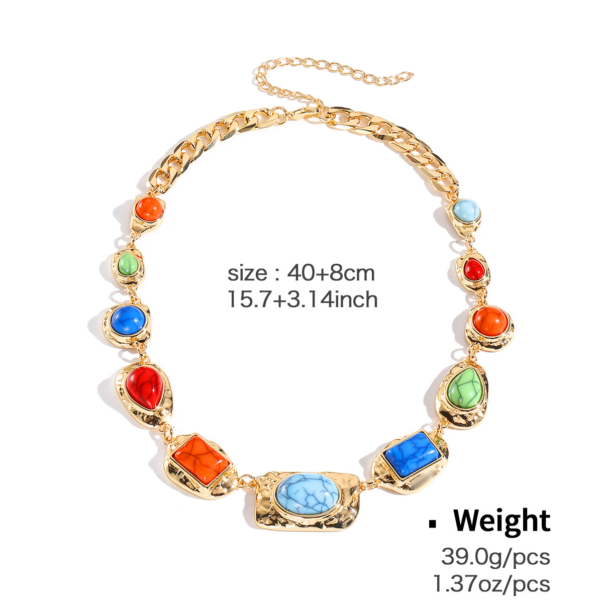 Kenjie 2025 new natural stone style necklace collar chain court style earrings for women