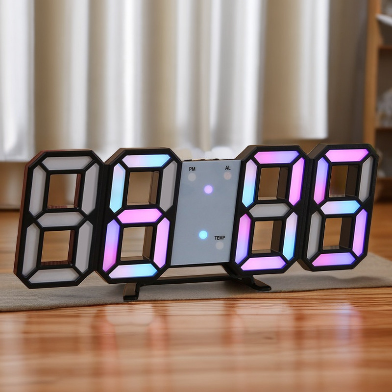 3D digital clock, living room LED stereo wall clock, smart phone APP WIFI wall clock, automatic time-setting
