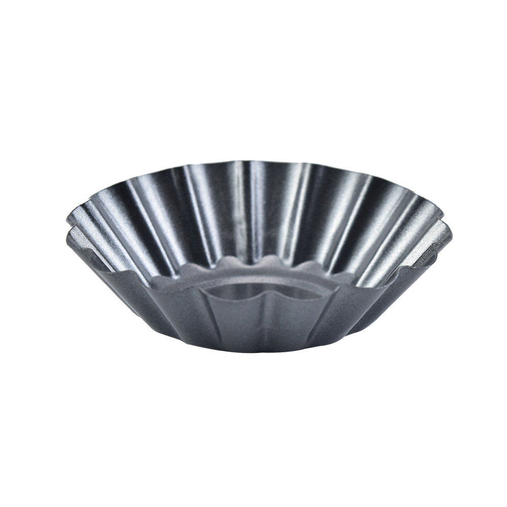 Carbon steel egg tart mold, thickened fluted cake pudding tart mold, DIY baking mold, non-stick chrysanthemum cup cake mold