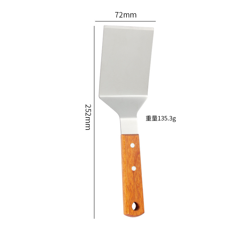 Stainless steel teppanyaki cooking spatula, Western pizza spatula, hand-grabbed cake press, pancake tool, stir-fry ice spatula