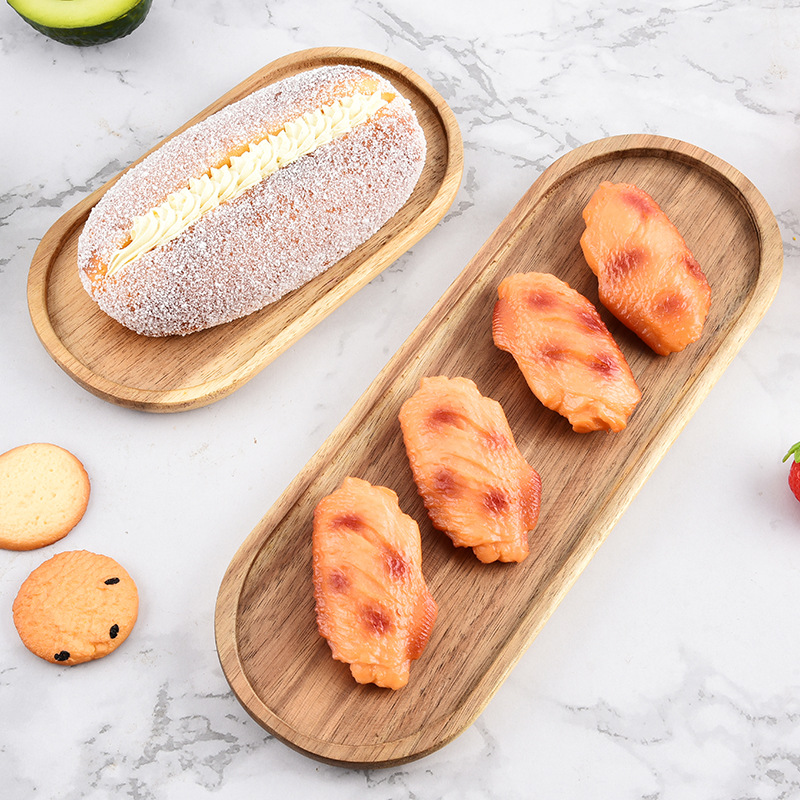Acacia Wood Tray Coaster Tea Tray Hotel Solid Wood Tray Fruit Dessert Plate Rectangular Soaking Tray