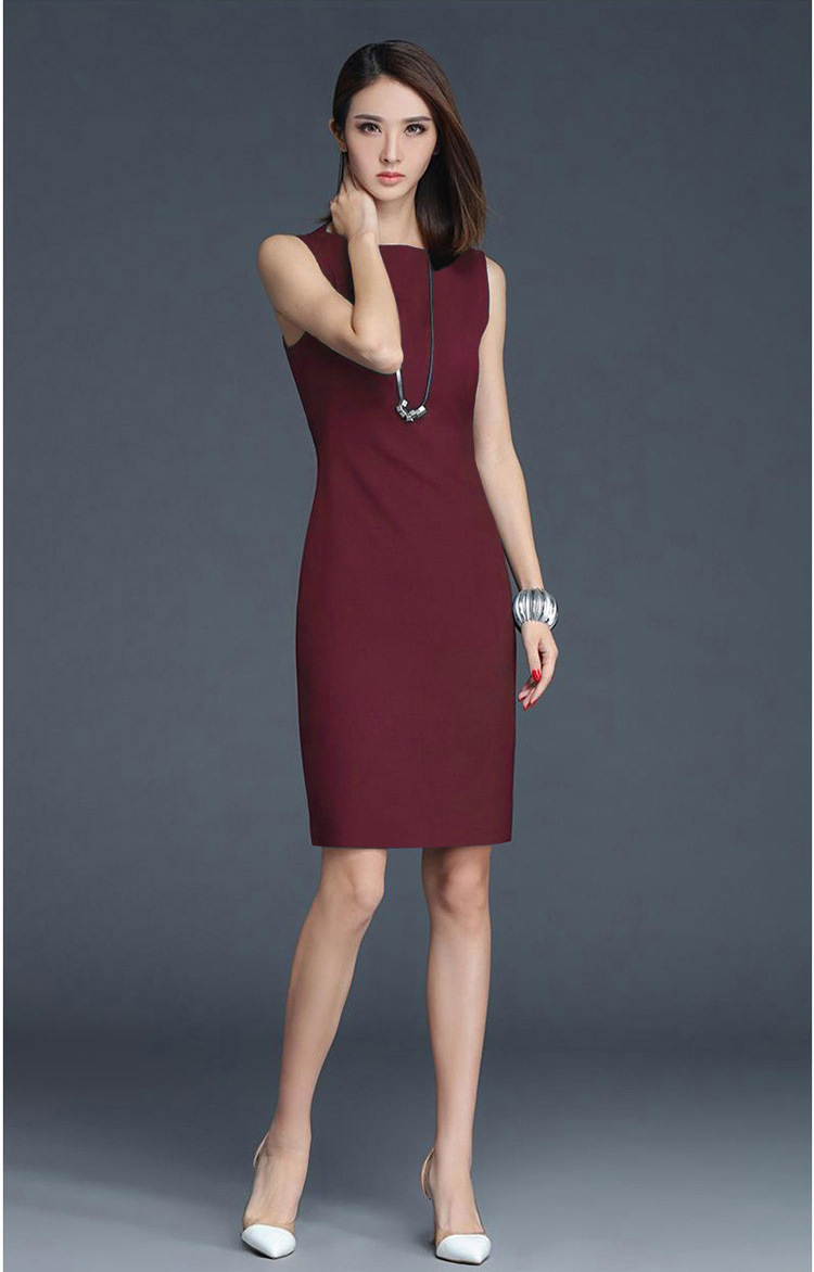2026 Summer New FH8371 Intellectual OL Professional Slim Fit Pencil Gray Sleeveless Midi Dress