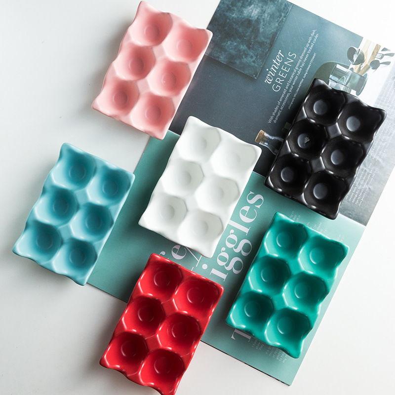 Kitchen supplies egg grid, egg rack, household ceramic tableware, egg holder, modern minimalist