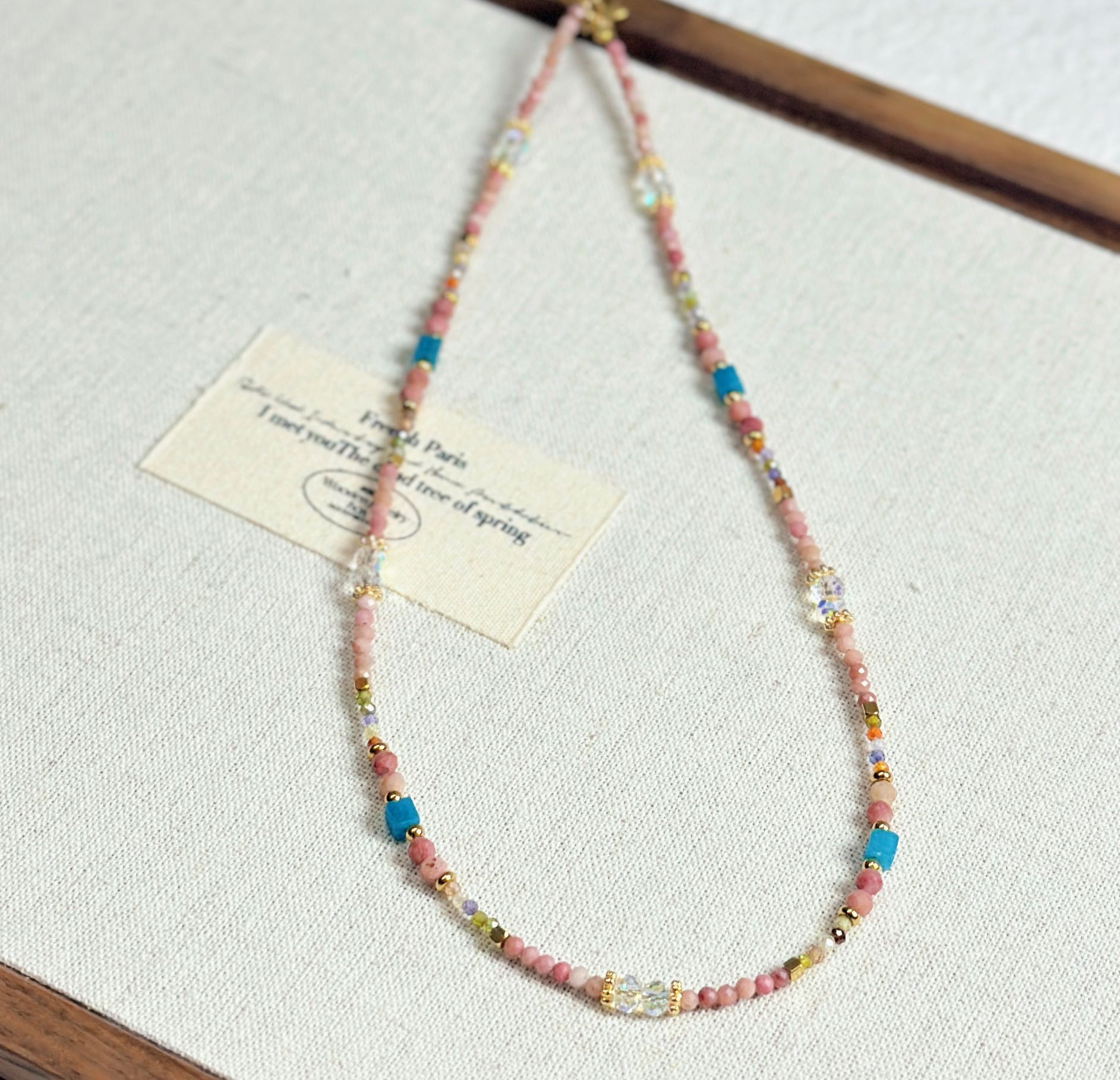 Natural Stone Beaded Pendant Necklace Women New Collarbone Chain Necklace