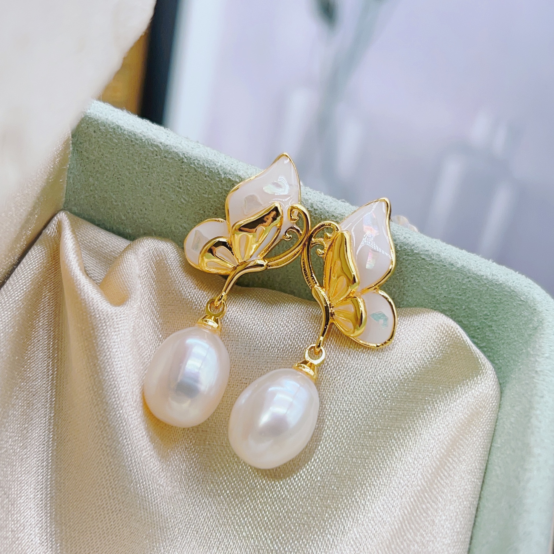 DIY Pearl Empty Mount Earring Accessories 18K Gold-Filled Copper Thick Gold Shell Earrings Semi-Finished Accessories