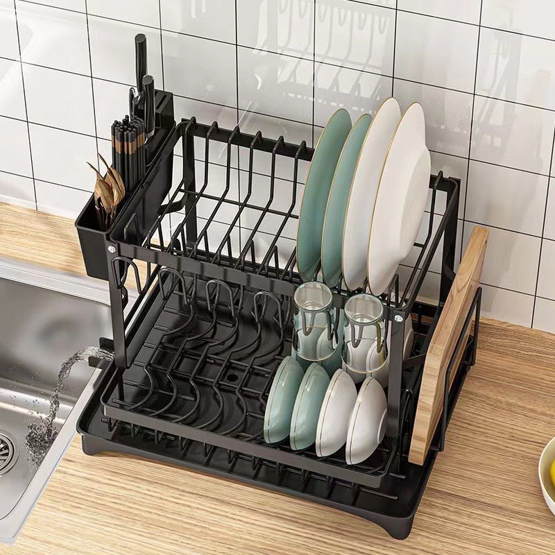 Kitchen Shelving Unit, Dish Rack, Dish Drainer, Cup Holder, Bowl and Chopstick Storage Box, Countertop Bowl Rack