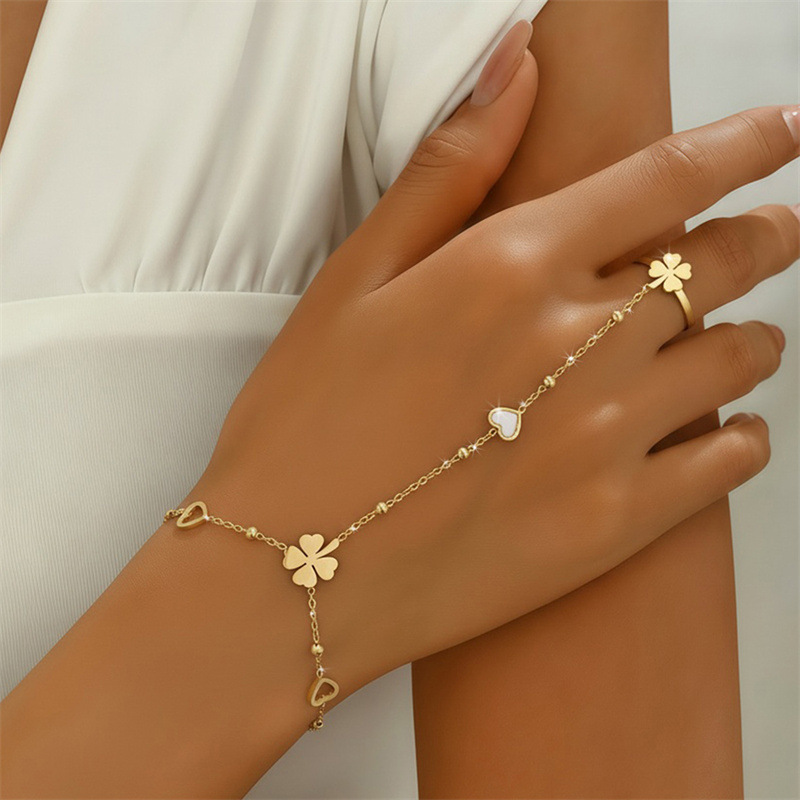 BS0007 Stainless Steel Hand Back Chain Open Ring Bracelet Integrated Women's Jewelry Bracelet Accessory