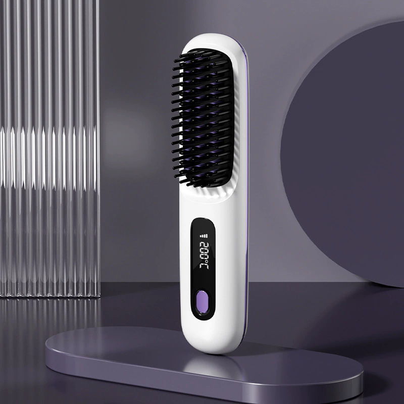 New straightening comb wireless straightener USB charging LCD ceramic straight and curl portable straightening curling comb