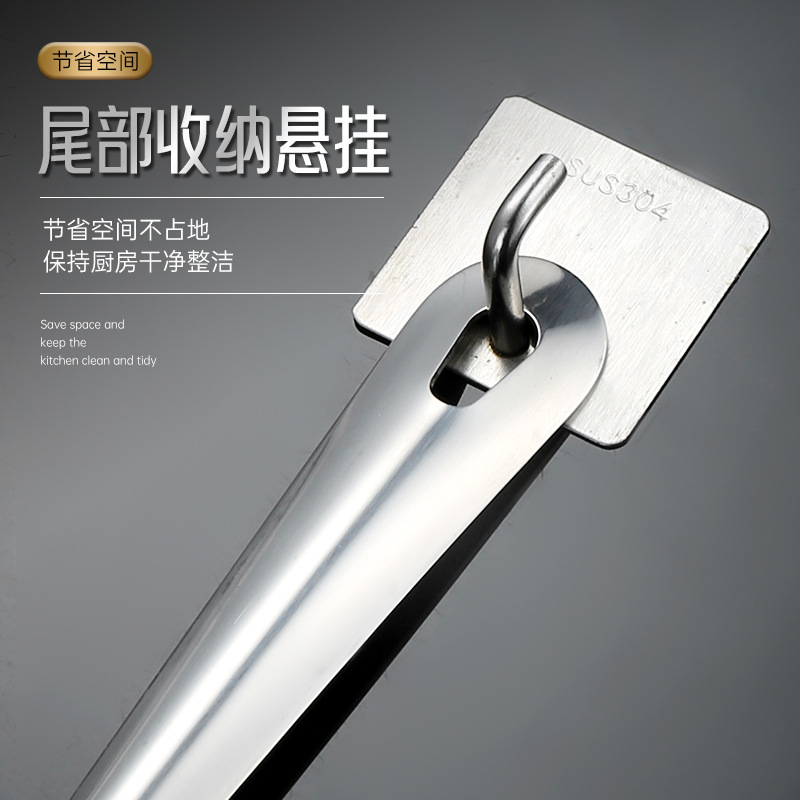 Stainless steel sauce spoon, long handle, thickened side mouth, slanted mouth, duckbill spoon, gravy spoon, hotel supplies