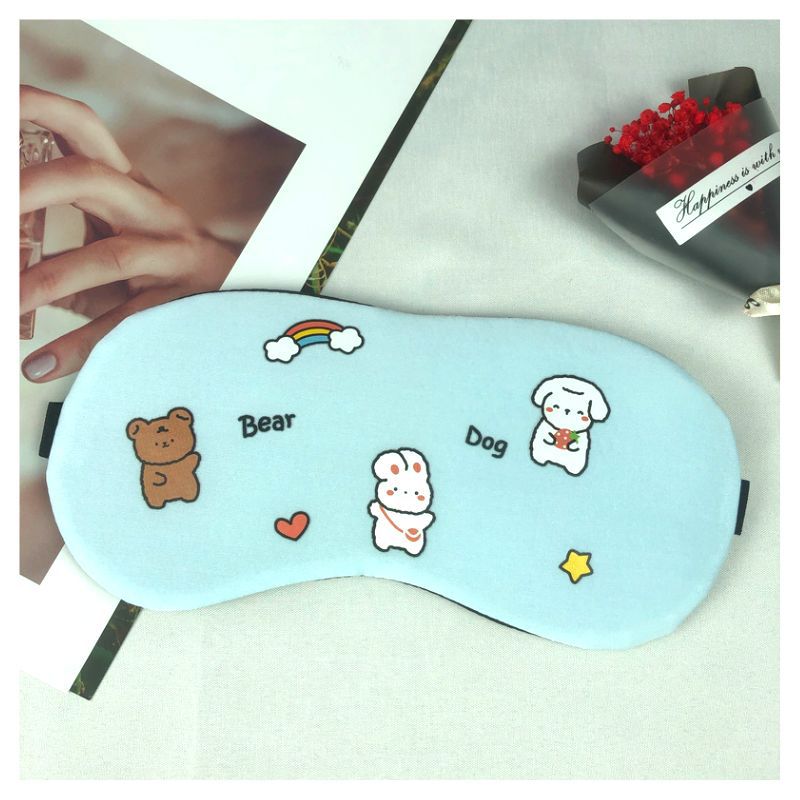 Cute style bear cold and hot compress sleep eye mask, relieve fatigue outdoor light-blocking cartoon cute bear children men and women