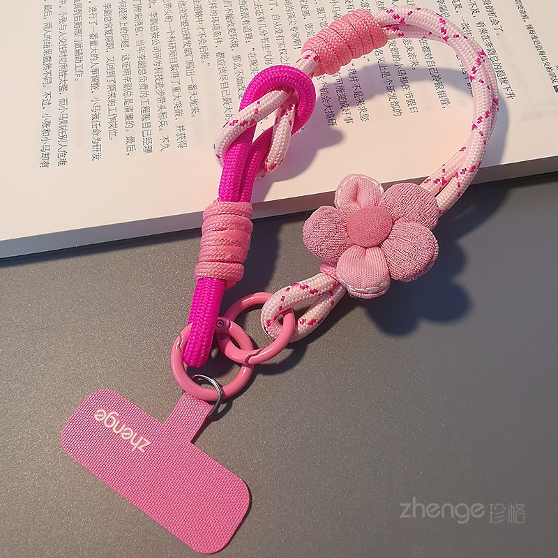 Flower phone strap women's wrist short thumb ring braided rope outdoor anti-loss travel climbing rope anti-theft hand strap
