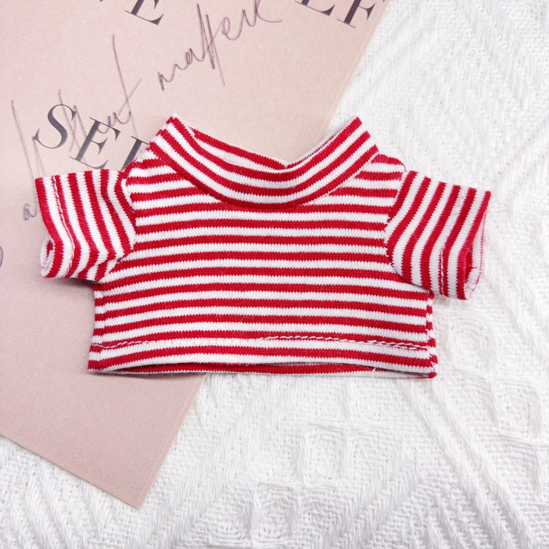 Striped T-shirt Doll Clothes 14cm Gate Dog Clothes Top Plush Toy Doll Plush Accessories Short Sleeve