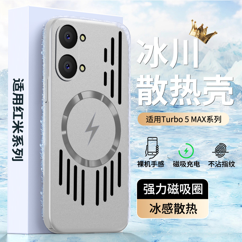 Applicable to Redmi Turbo5Max ultra-thin hollow heat dissipation phone case turbo5 magnetic protective case pocoX8pro