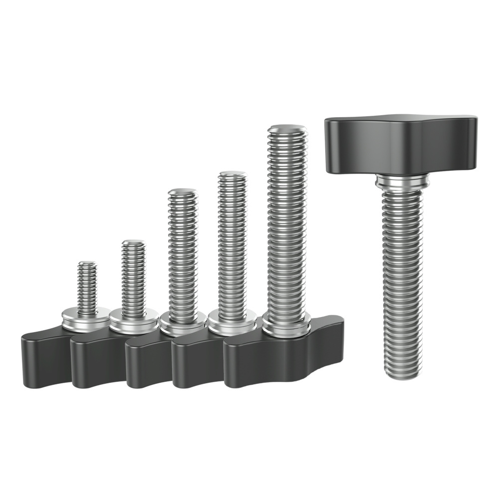 Stainless steel one-word colored handle screw 1/4 M5 M6 M4 M8 metal knob camera accessory T-type thumb screw