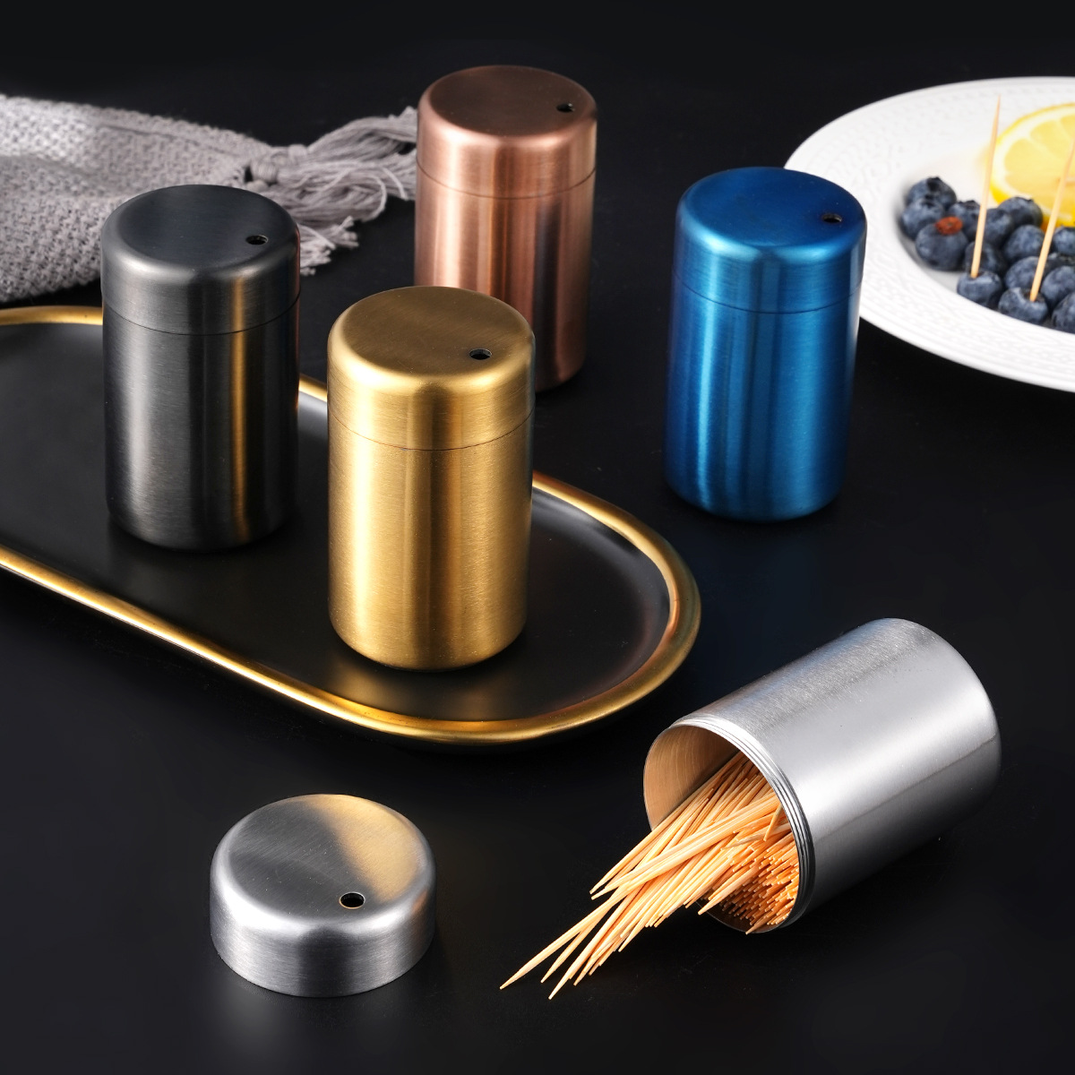 New Stainless Steel Home Toothpick Holder Restaurant Metal Toothpick Can Thickened Toothpick Tube