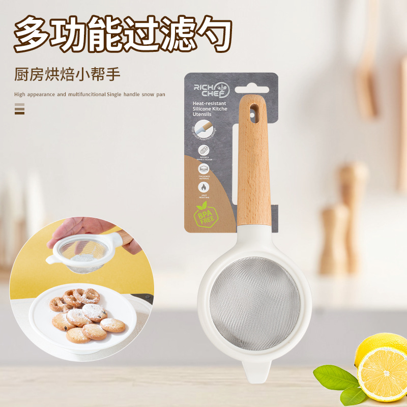 Wooden handle kitchen tool set multifunctional small tool storage rack grater egg beater bottle opener filter single piece