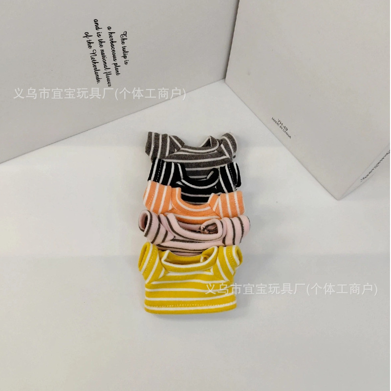 Long Leg KT 10-17cm Doll Clothes Cotton Doll Plush Toy Striped Brushed T-shirt Bag Pendant Matching Accessory Decoration Doll Clothes