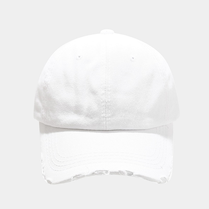 2026 New Washed Distressed Denim Blue Baseball Cap, Soft Top Curved Brim, Ripped and Frayed Duckbill Cap for Women, Street Sun Protection