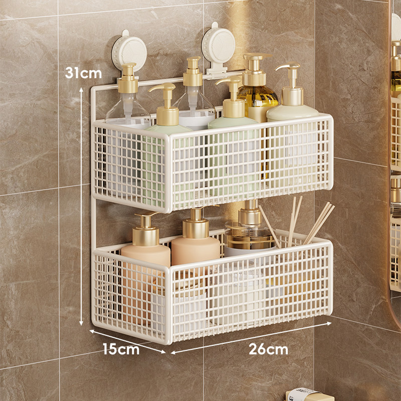 Suction Cup Storage Rack, Kitchen Bathroom No-drill Wall-mounted Storage Box, Basin Rack
