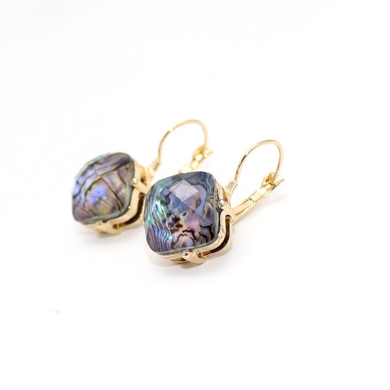 Design Development Accessories Abalone Shell Faceted Material Inlaid Hollow Three-Dimensional Exquisite Earrings