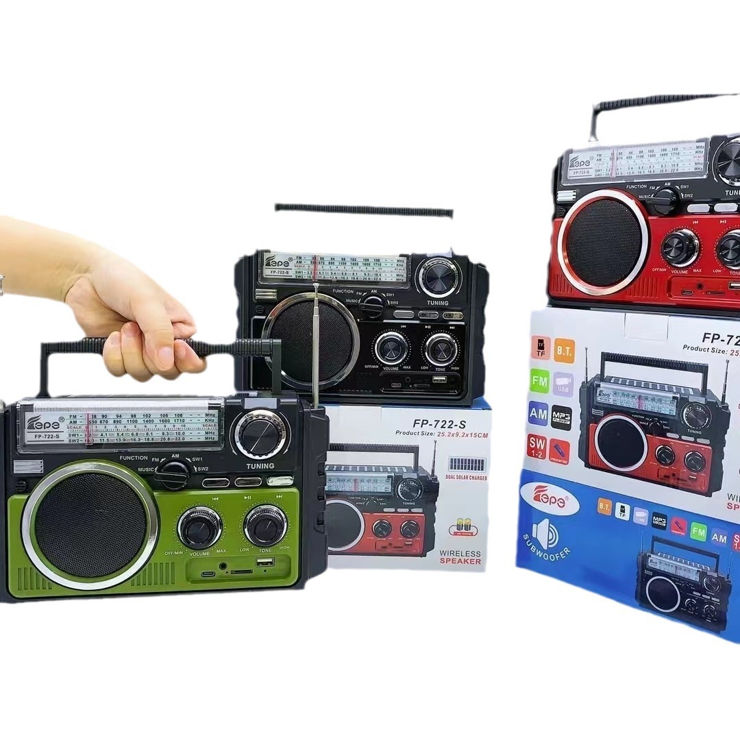 FP New Dual Solar Bluetooth Speaker Handle Portable FM SW1-2 4 BANDS RADIO Radio
