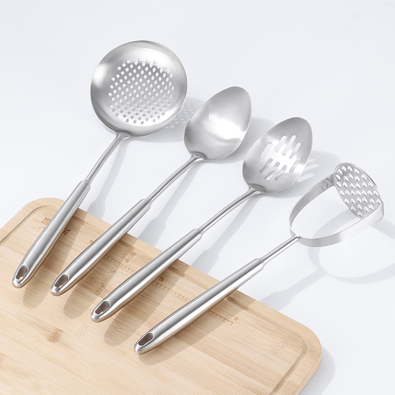 Stainless steel spatula, cookware, kitchen tools, household hanging hole soup spoon, slotted spoon, frying spatula, stir-fry spatula set