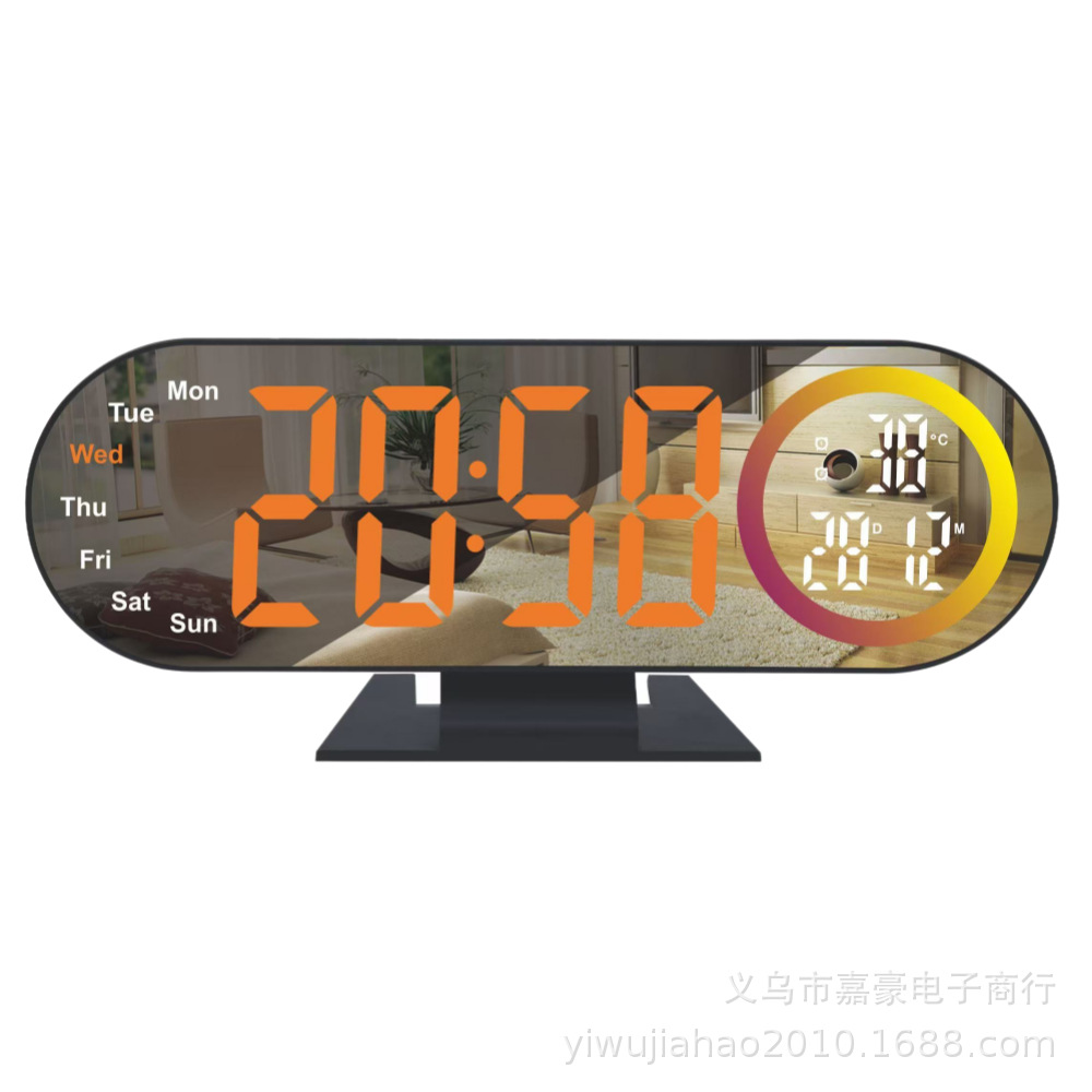 New Colorful Clock Living Room Clock Large Screen LED Digital Alarm Clock Timer Mirror Electronic Clock