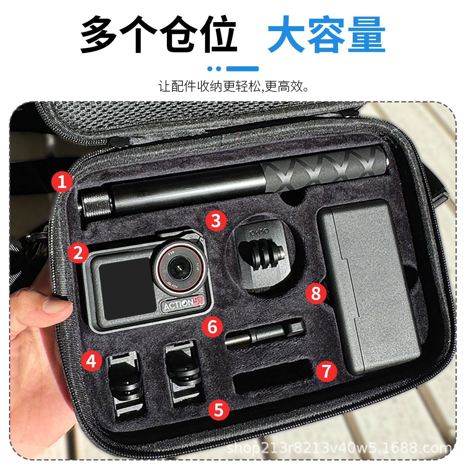For DJI ACTION5 Pro/4/3 Storage Bag All-in-One Kit Sports Camera Bag Handheld Hard Shell Shoulder Bag