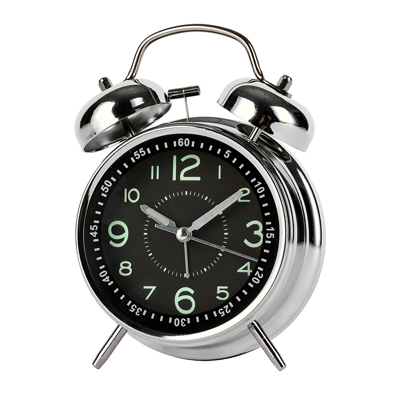 Metal bell alarm clock, bedroom, luminous, Aishida sweep-second alarm clock, student clock
