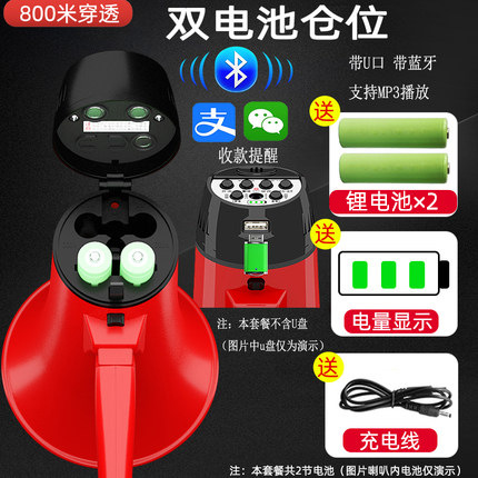 Recordable broadcaster and megaphone in red for sales promotion and voice horn