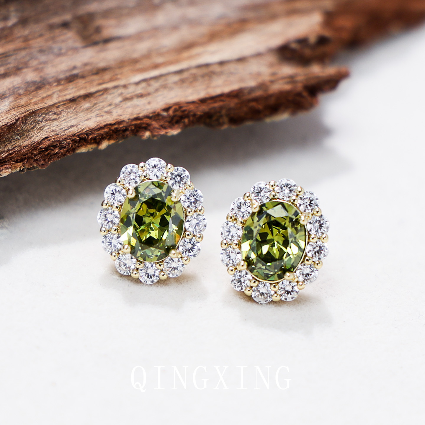 S925 Pure Silver Needle Red Corundum Light Blue Spinel Ear Studs Fresh Olive Zirconia Closed Back Ear Jewelry Women's