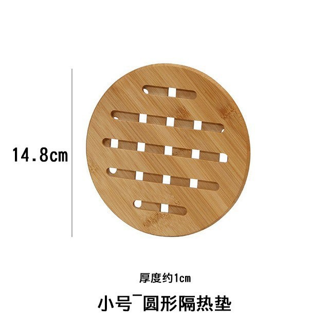 Bamboo heat-insulating placemat, table pot mat, wooden non-slip hollow round thickened cup coaster, tea cup mat