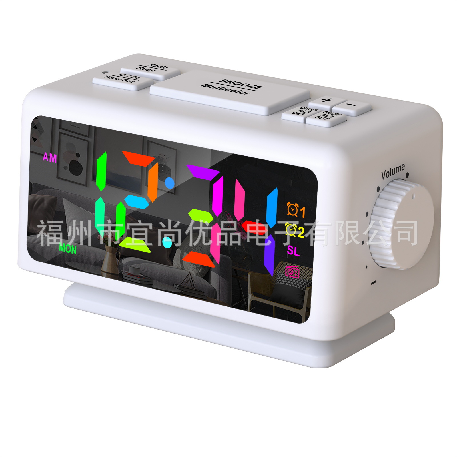 Latest Version New Radio Alarm Clock RGB Colorful LED Mirror Clock Electronic Clock