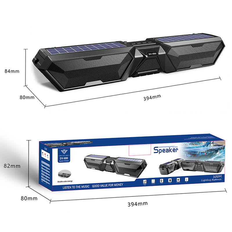 Solar Audio Bluetooth Outdoor Speaker Long Strip Radio Bluetooth Speaker Wireless Soundbar