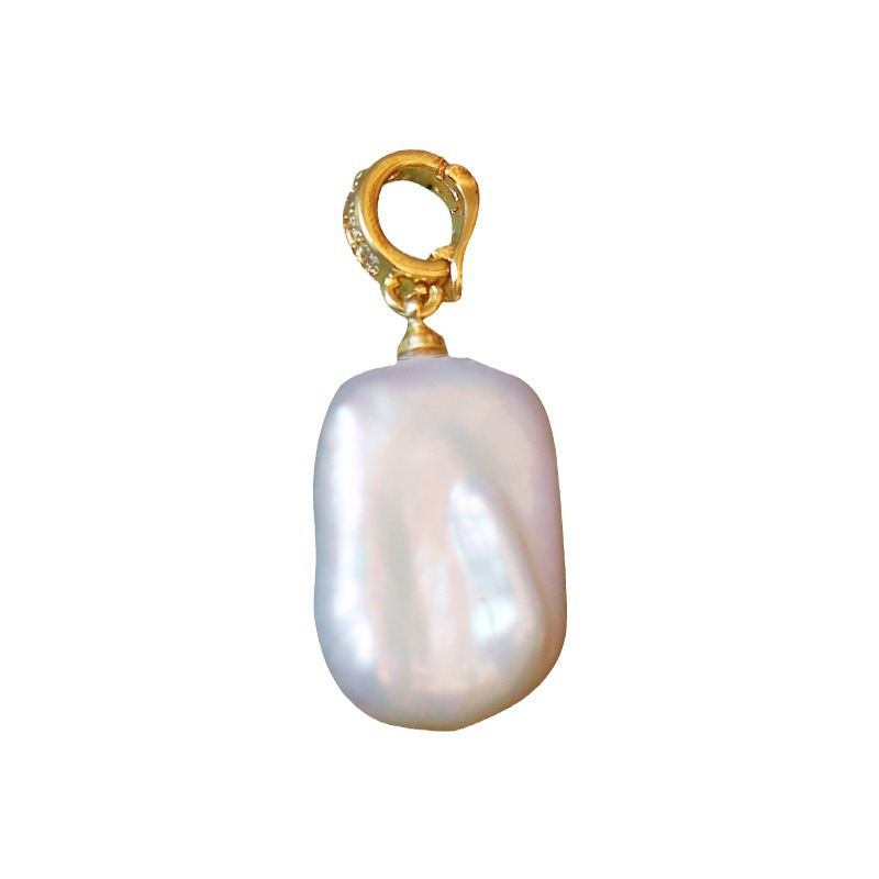 Zhuji natural pearl square pendant high-quality necklace accessory, universal clasp, baroque pearl pendant
