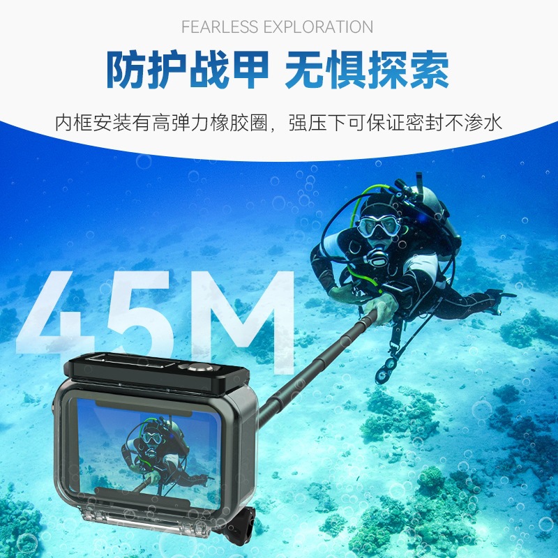 TELESIN DJI Action 5 Pro/Action 4/3 Waterproof Housing Diving Case Protective Shell