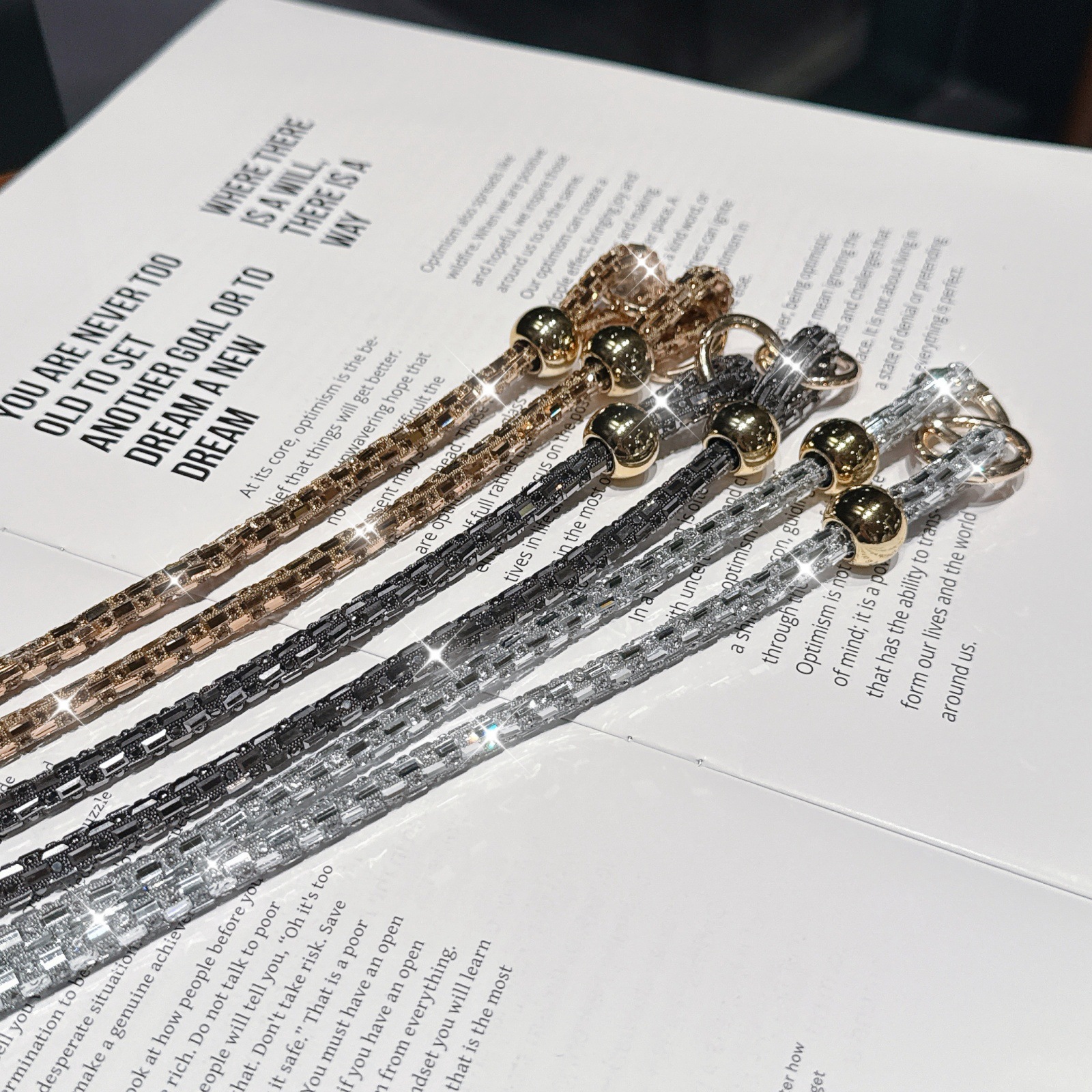 Rhinestone Phone Lanyard Long Crossbody Chain Glass Diamond Multi-function Anti-loss Beaded