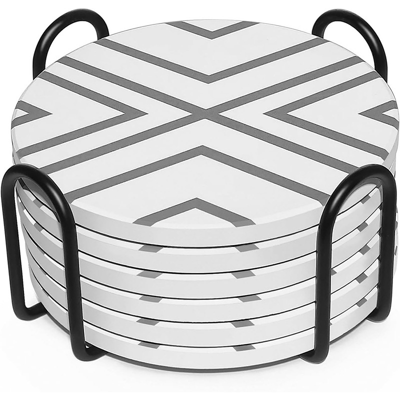 Coaster Storage Rack Iron Six Eight Ten Square Round Coaster Rack Black Iron Rack