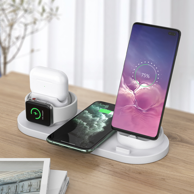 New Private Mold Six-in-One Wireless Charger for Phone Watch Earphone Vertical Wireless Charging Stand Multi-function