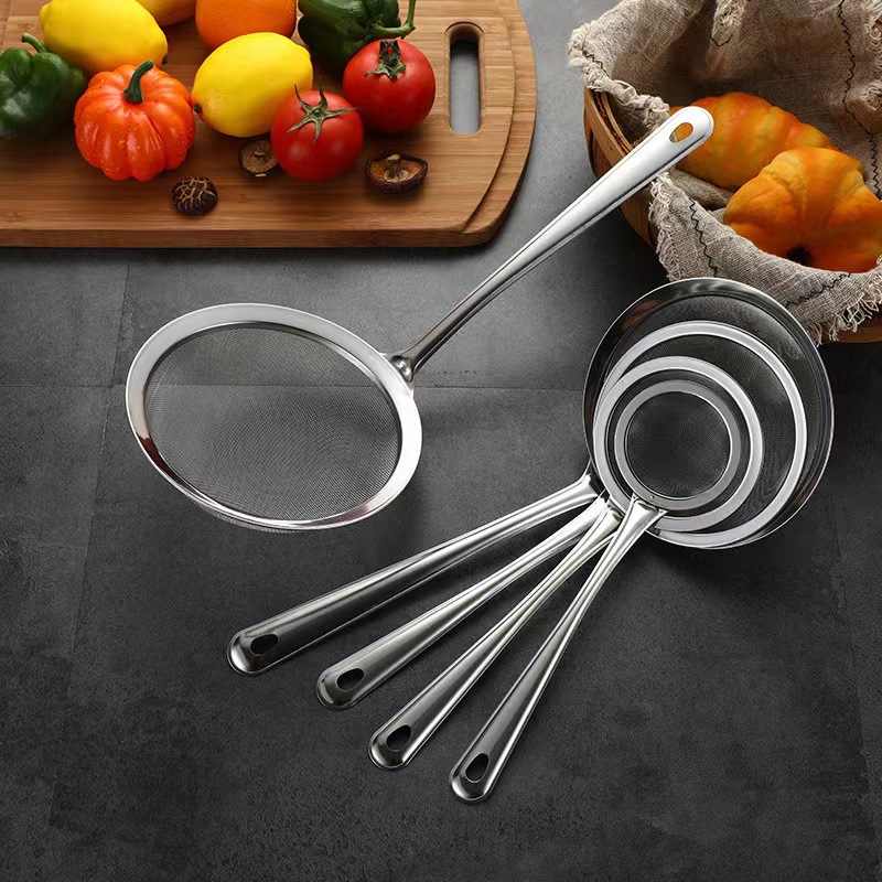 Stainless steel mesh strainer, household concave bottom hot pot skimmer, oil strainer, noodle strainer, soybean milk and juice filter mesh sieve