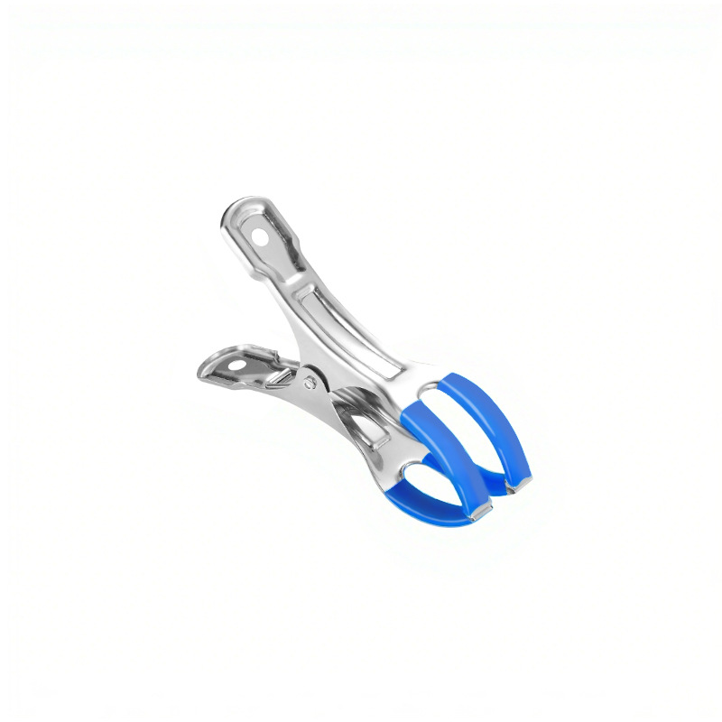 Stainless Steel Clothespins Drying Quilt Fixing Large Opening Clips Plastic-Coated Drying Windproof Flat Clips
