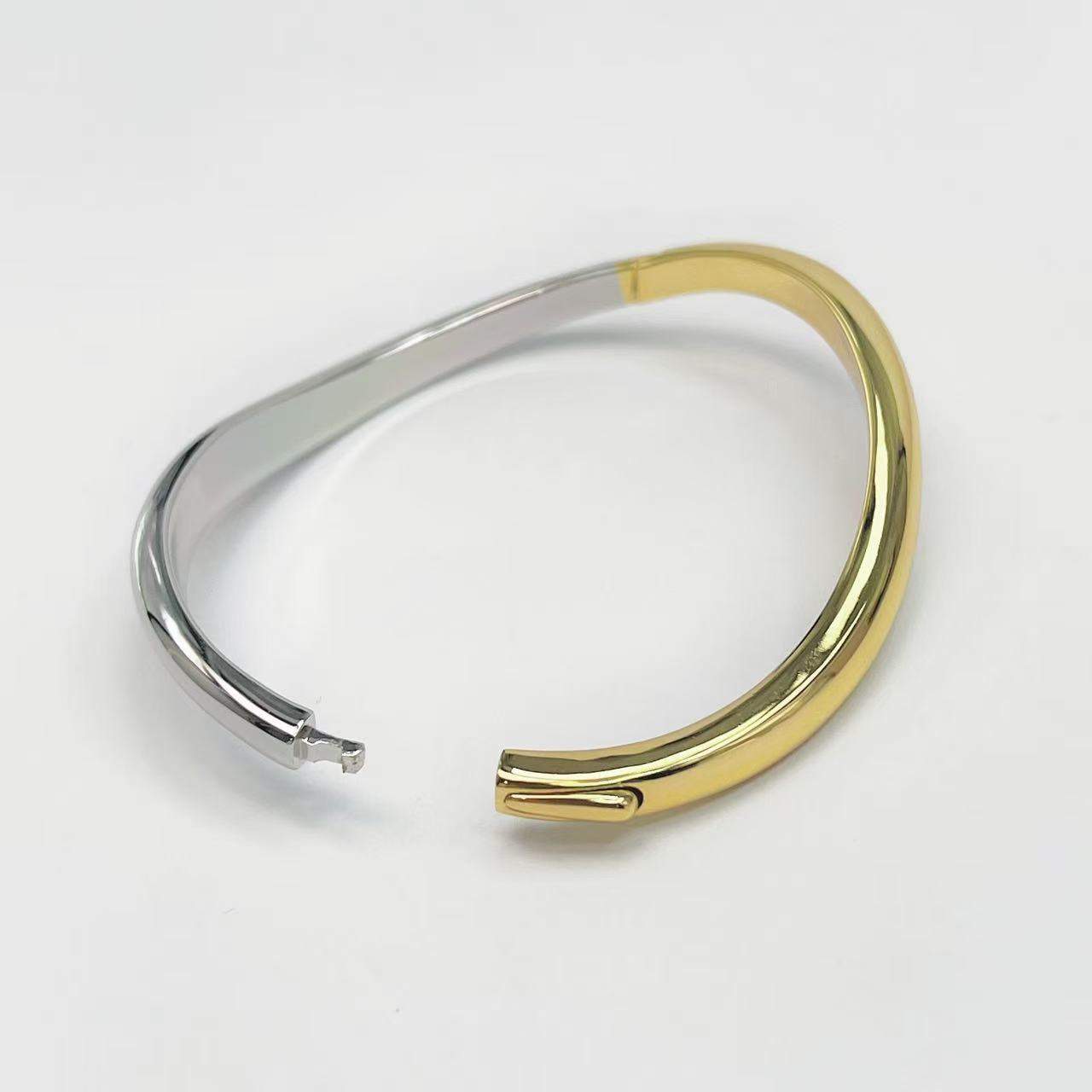 Gold-Silver Bangle S925 Silver and Copper Two Materials Niche Bracelet Gift Live Stream