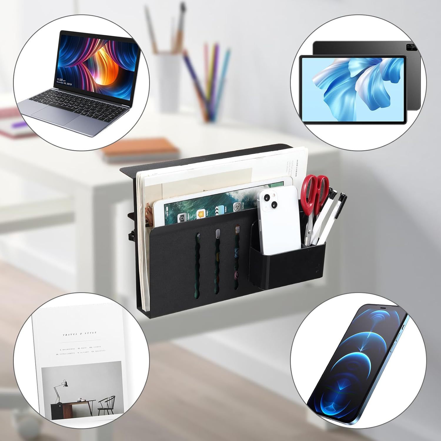 Multifunctional vertical laptop cooling stand, desktop mobile phone tablet universal storage stand