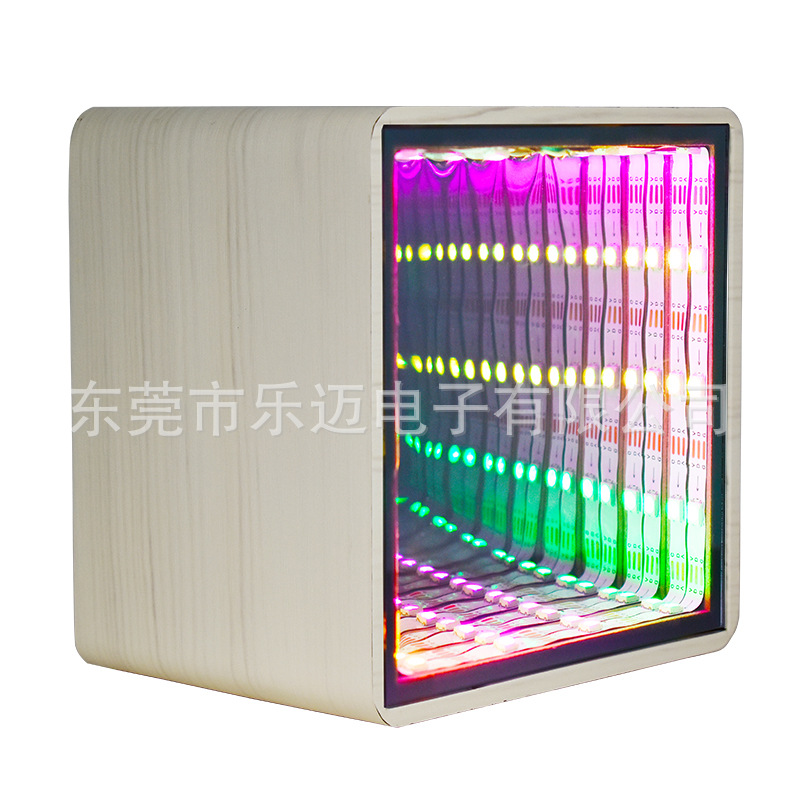 New Gift Wireless Bluetooth Light Atmosphere Lamp Desktop Speaker Colorful Subwoofer Audio Wooden Box