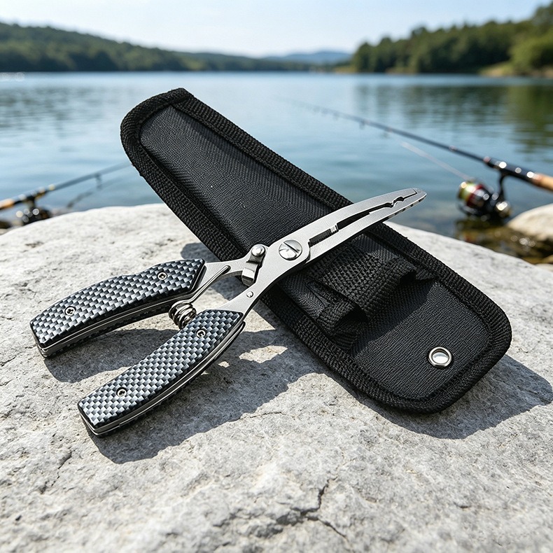 Stainless Steel Fishing Pliers Textured Fishing Pliers Outdoor Camping Portable Fishing Tool Line Scissors