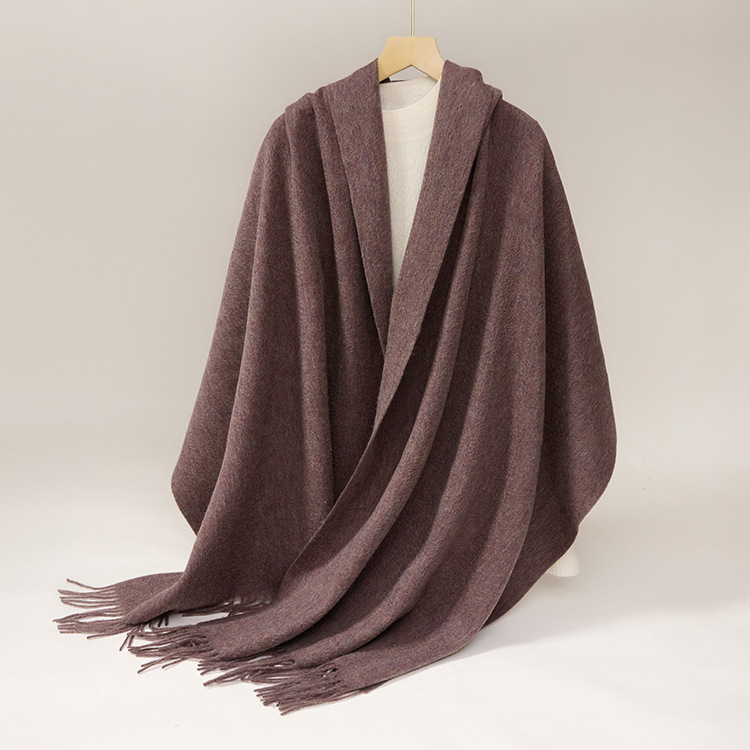 Inner Mongolia autumn and winter women's solid color wool scarf men's plain lamb fleece shawl thick cape